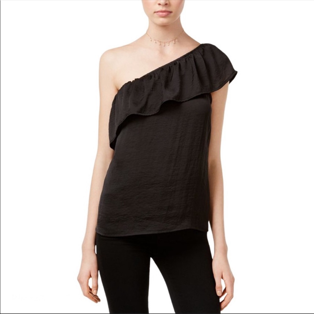 Lily Black X-Large Black Asymmetrical One-Shoulder Top